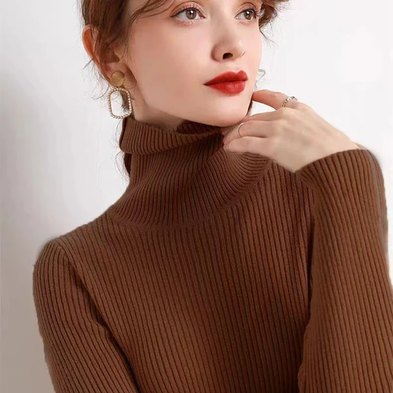 Naisten Turtleneck Neulepaita Raitakuosisella Pitkällä Hihalla Neule - Image 7