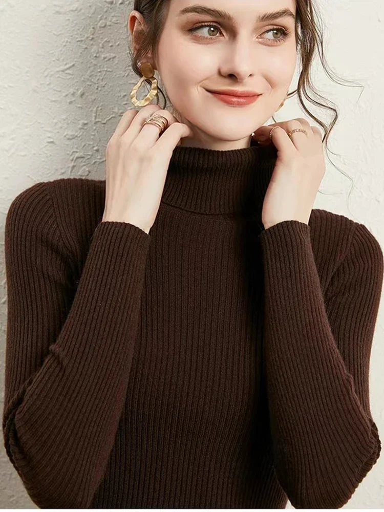 Naisten Turtleneck Neulepaita Raitakuosisella Pitkällä Hihalla Neule - Image 8