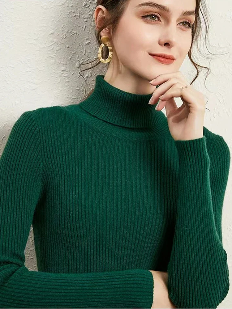 Naisten Turtleneck Neulepaita Raitakuosisella Pitkällä Hihalla Neule - Image 9