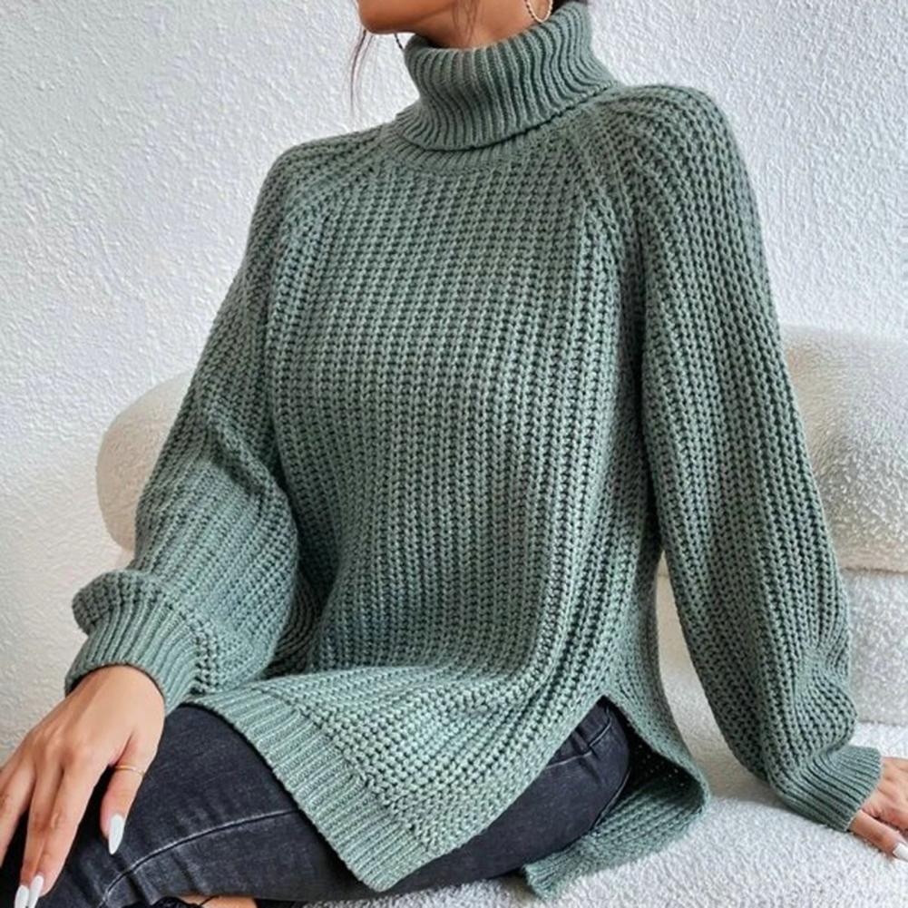 Naisten Turtleneck Neulepaita Ribbattu Villaneule - Image 4