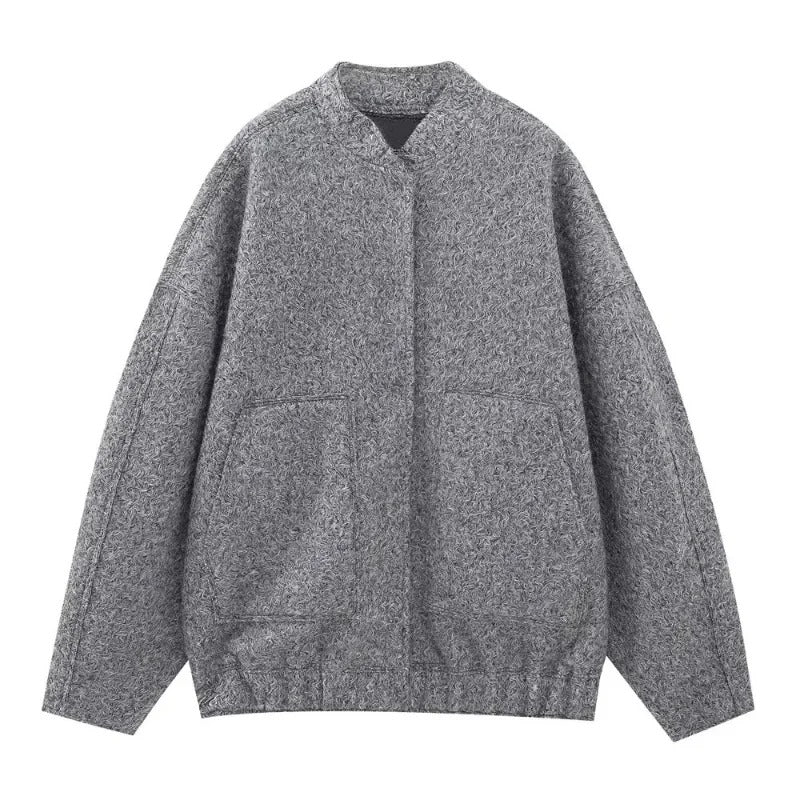 Naisten tweed ylimitoitettu bomber-takki - Image 8