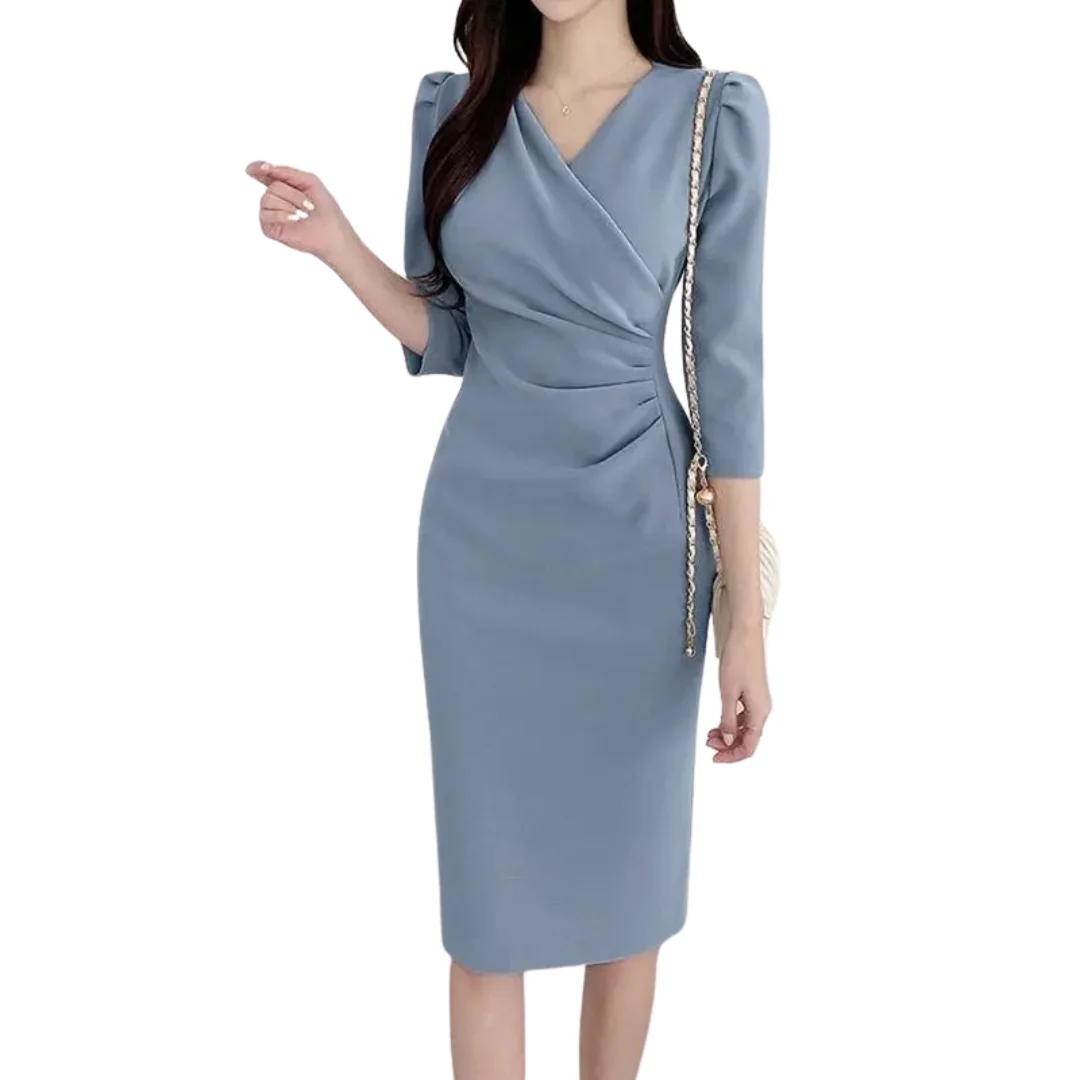 Naisten V-kaula-aukkoinen Bodycon polvipituinen työmekko - Image 2