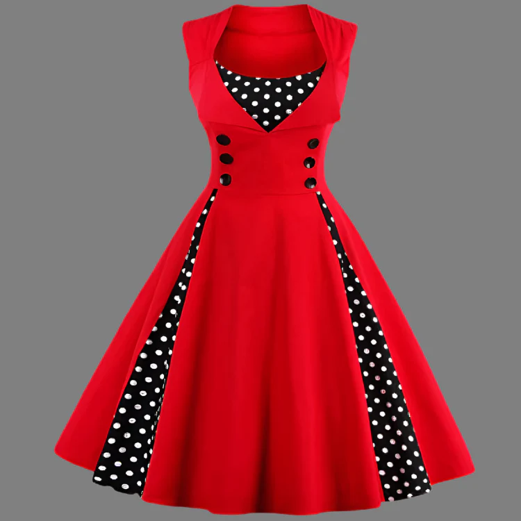 Naisten Vintage-mekko Polkadot-kuvioilla Retro Tyylillä - Image 2