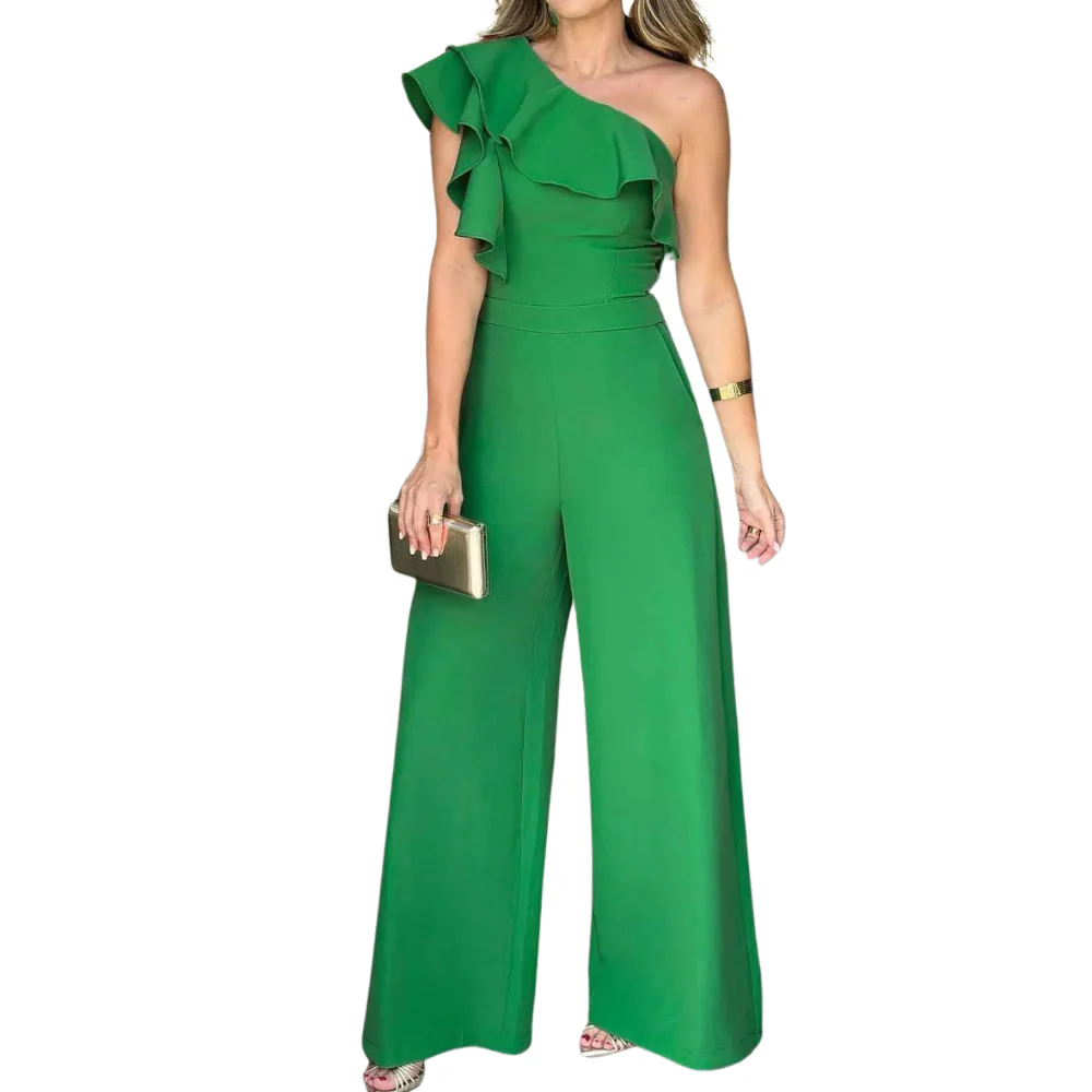 Naisten yksi olkapää röyhelöt Jumpsuit - Image 2