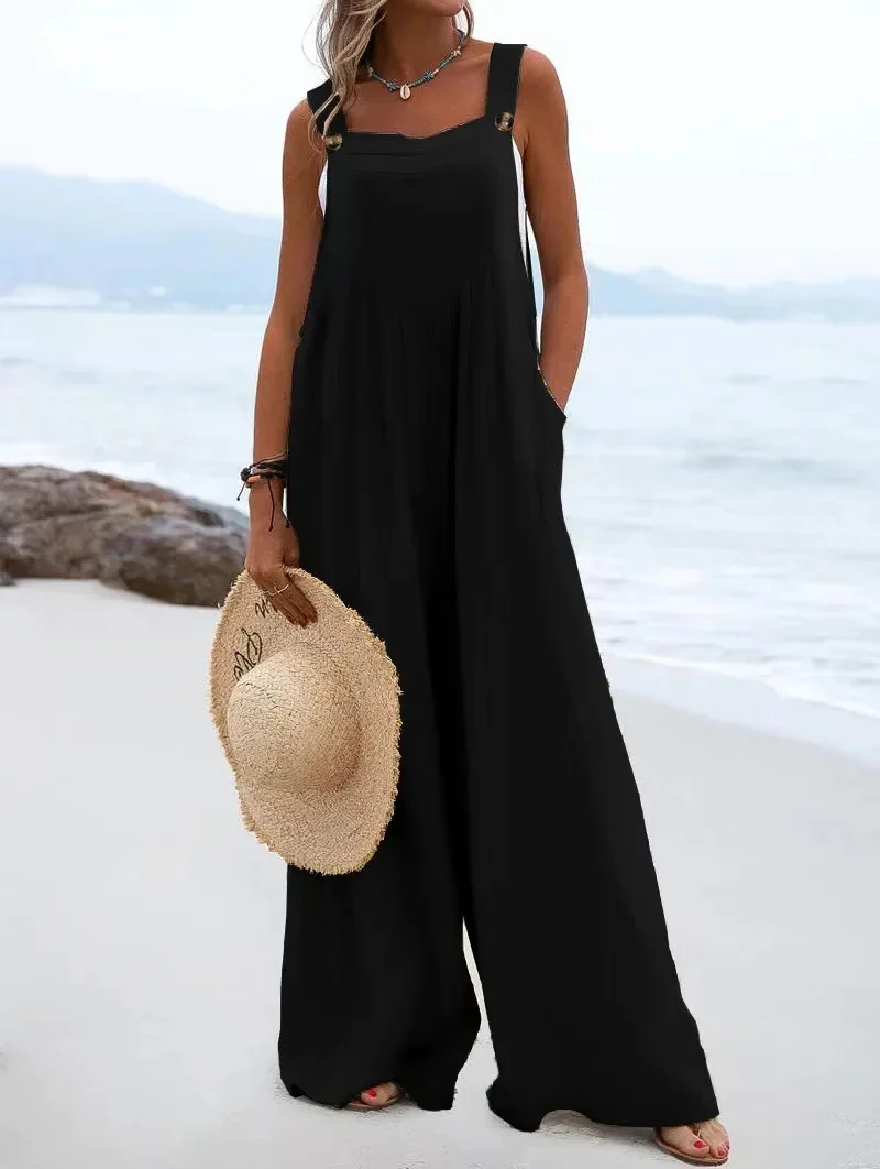 Naisten Yksivärinen Suspender Jumpsuit - Image 17