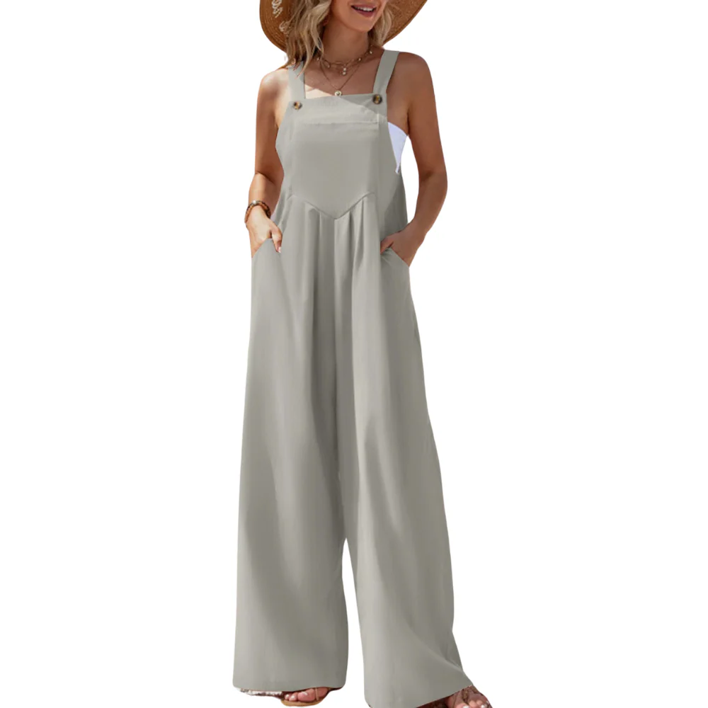 Naisten Yksivärinen Suspender Jumpsuit - Image 6