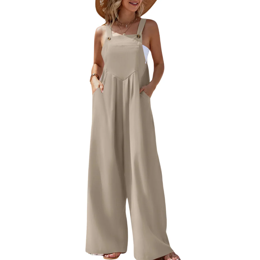 Naisten Yksivärinen Suspender Jumpsuit - Image 7