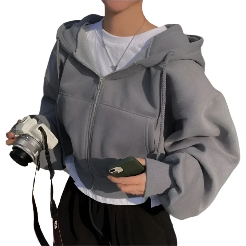 Naisten ylimitoitettu Crop Top huppari - Image 2