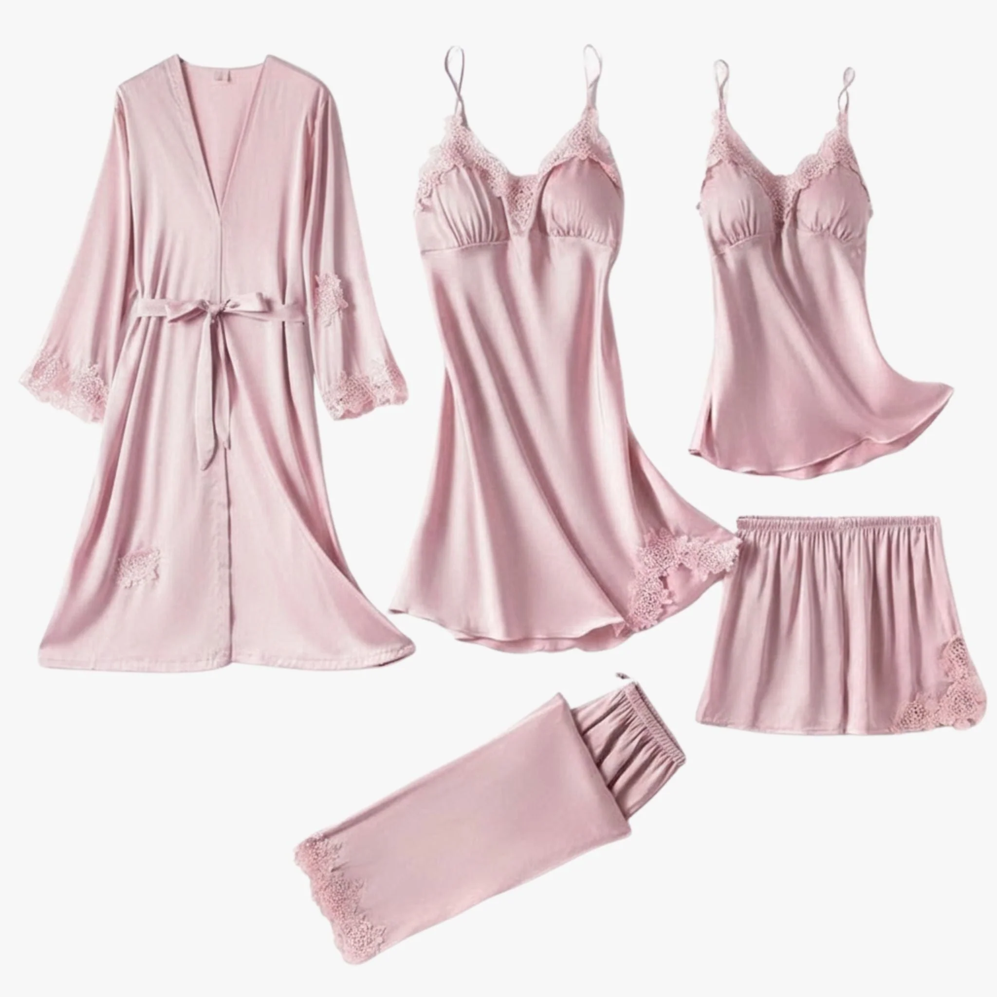 Pehmeä silkkiä muistuttava pyjama-setti - Image 9