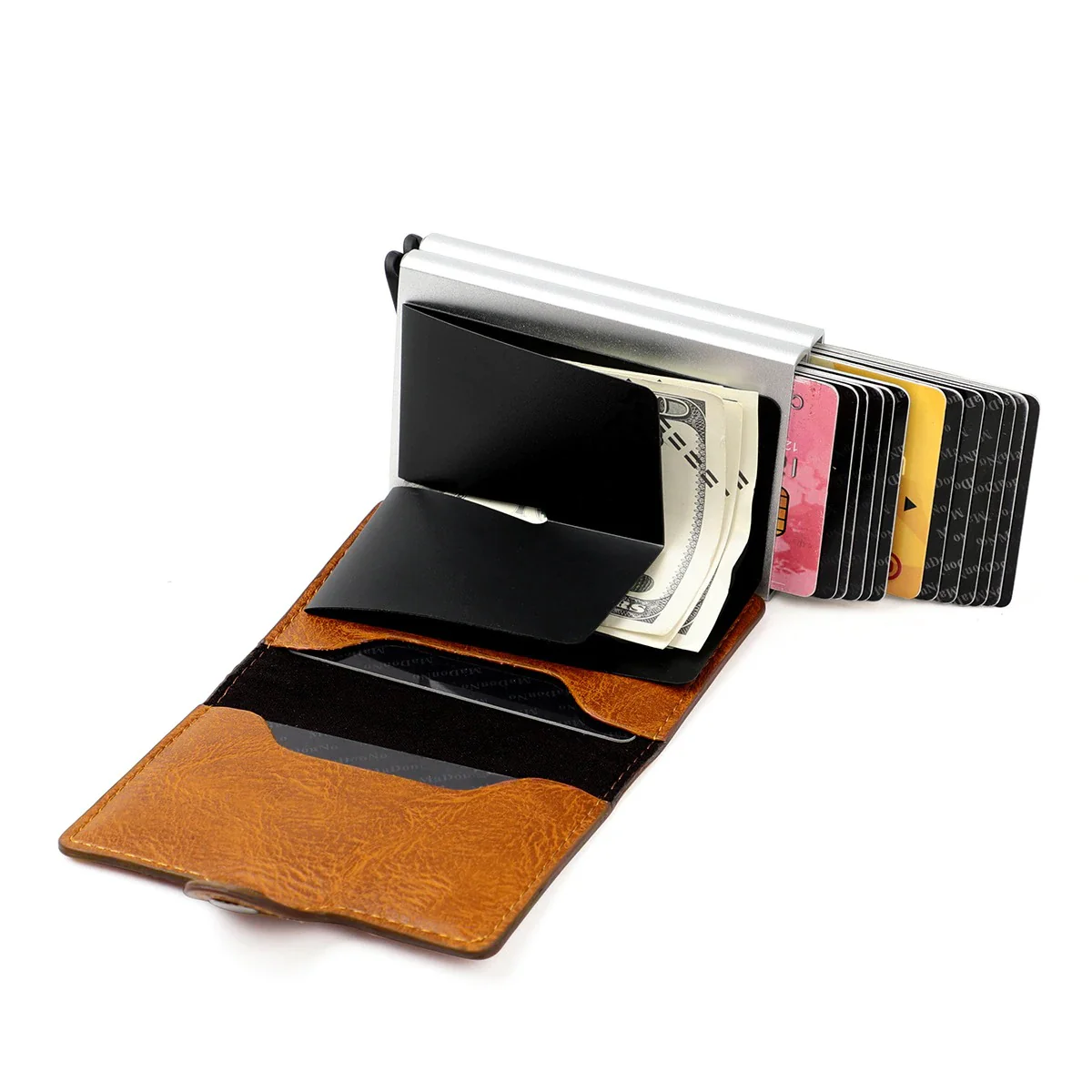 RFID Lompakko Kaksinkertaisella Ponnahdusmekanismilla ja Alumiinikotelolla - Image 5