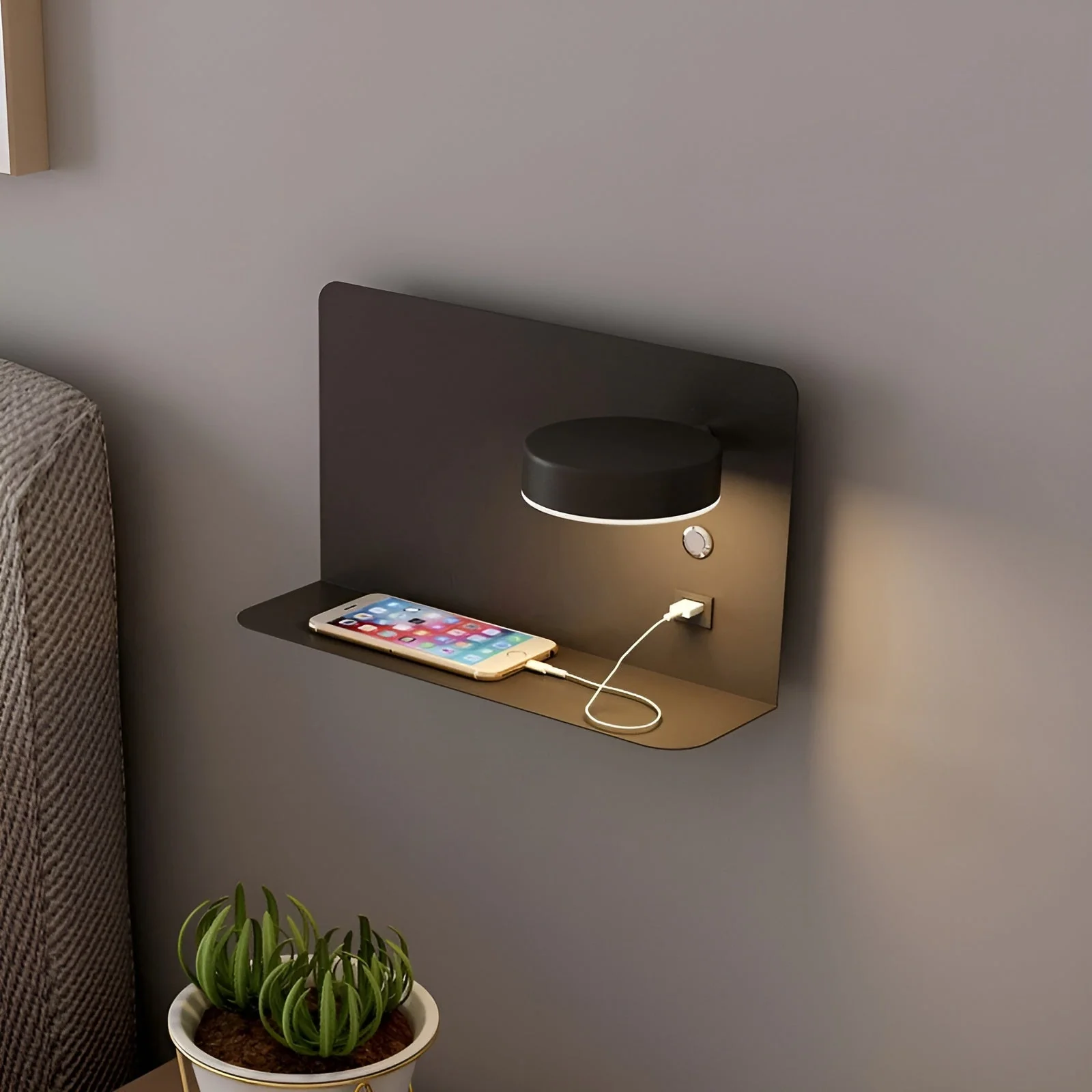 Seinävalaisin USB-laturilla ja Kytkimellä Moderni Kompakti Valaisin Sisälle - Image 2