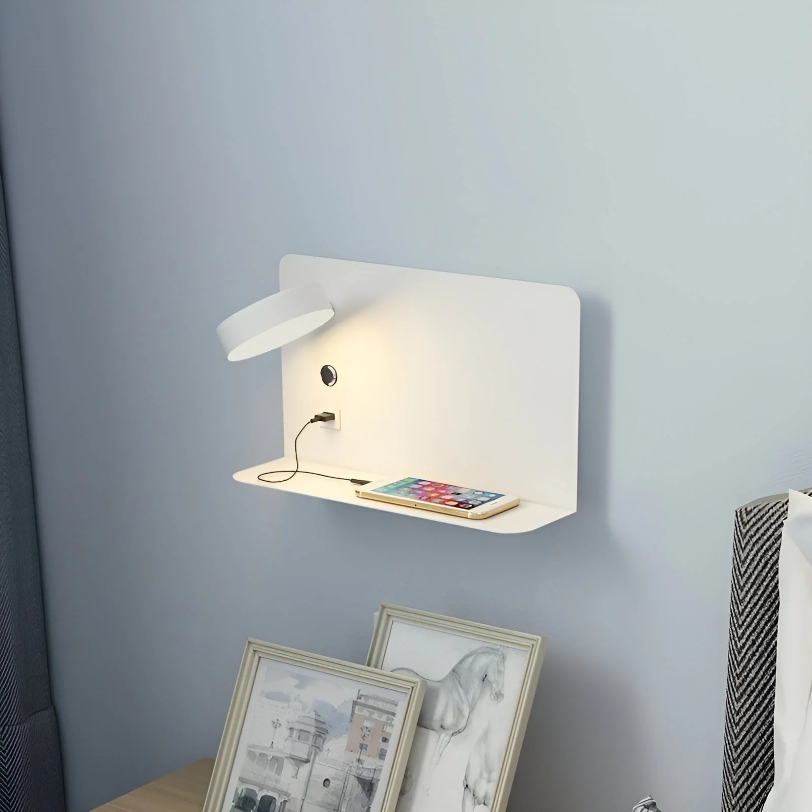 Seinävalaisin USB-laturilla ja Kytkimellä Moderni Kompakti Valaisin Sisälle - Image 3