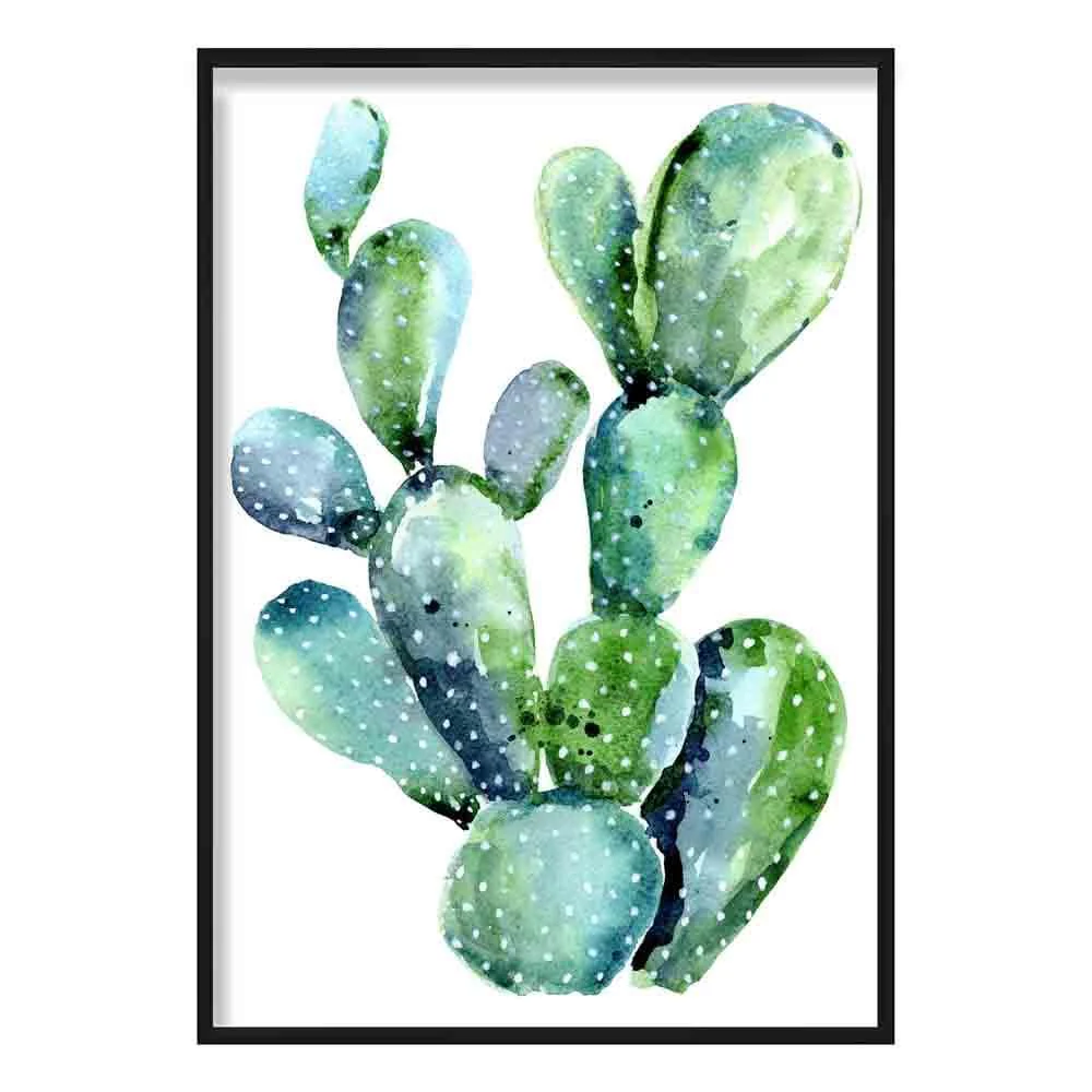 Sinisenvihreä Akvarellivedos Cactus