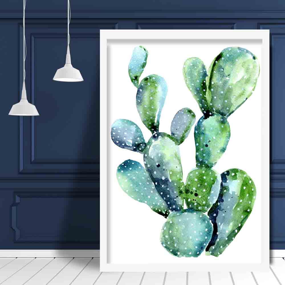 Sinisenvihreä Akvarellivedos Cactus - Image 3