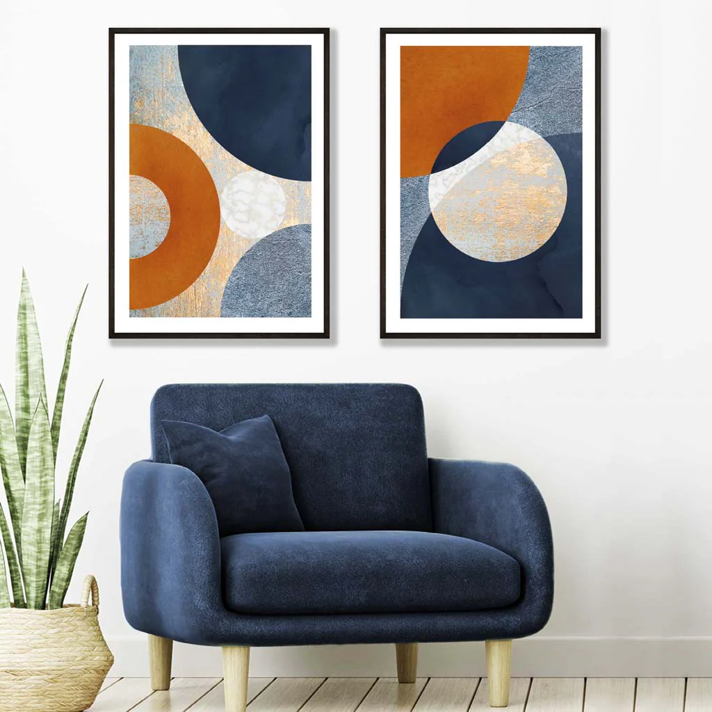 Taideprintti Setti Sininen ja Oranssi - Image 2