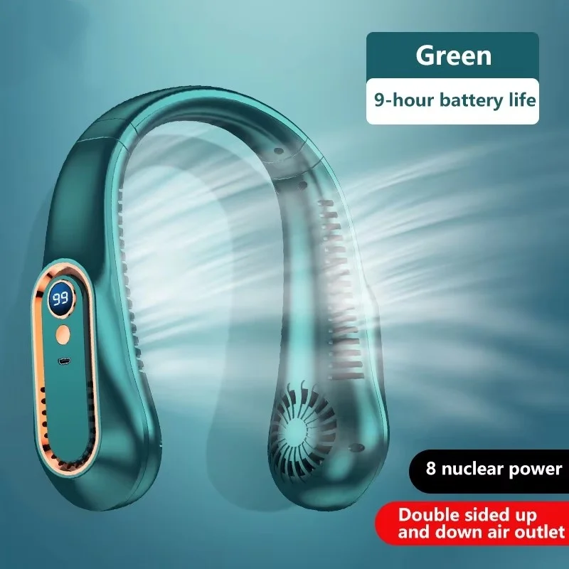 Unisex Kannettava Kaulatuuletin LED-näytöllä Säädettävällä Tuulennopeudella - Image 10