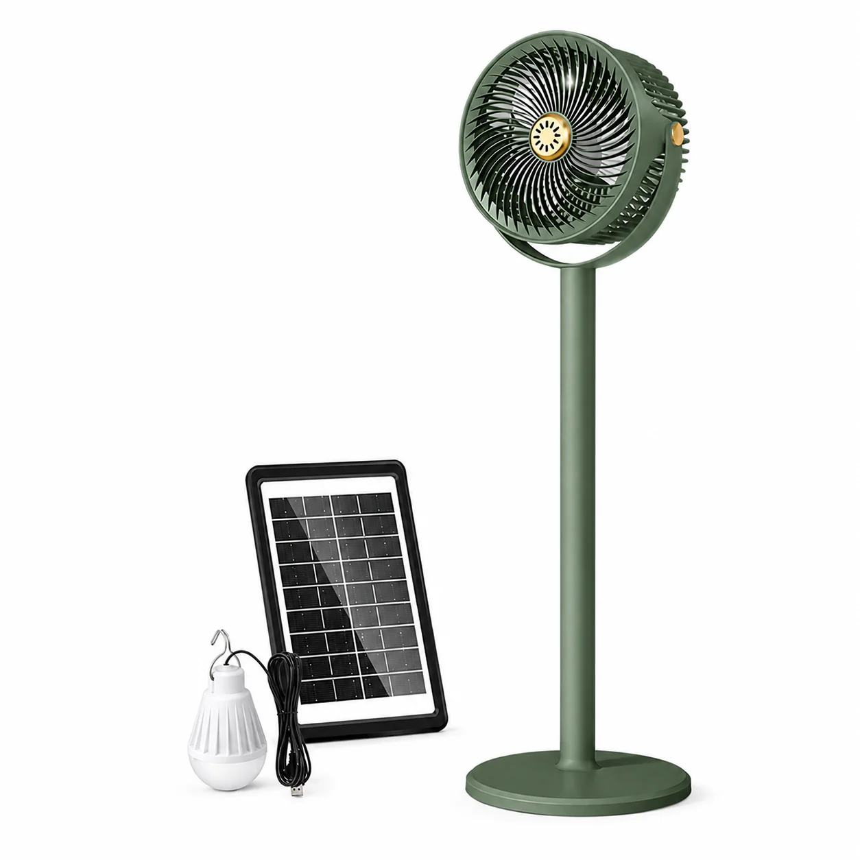 Monitoiminen Aurinkovoimalla Toimiva Seisontatuuletin LED-valolla