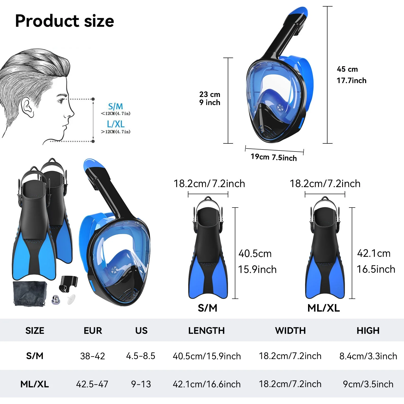 Unisex Snorkkelisarja Kokonaamarilla ja Evillä - Image 3