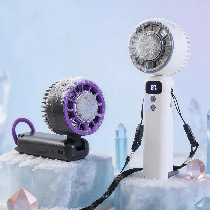 Unisex USB-käsituuletin säädettävällä kaulahihnalla ja digitaalisella näytöllä - Image 2