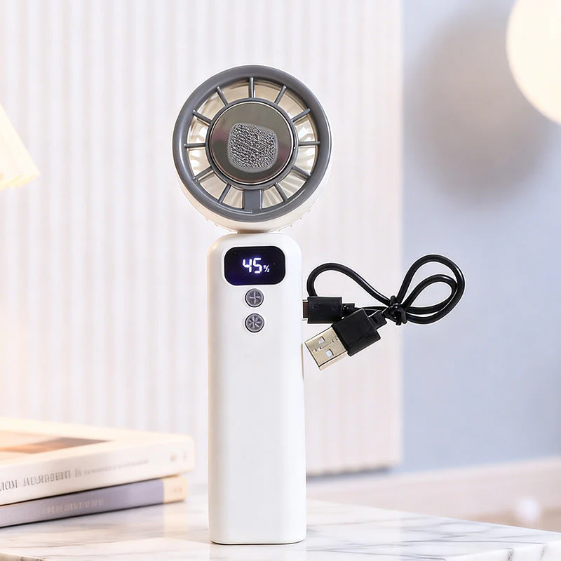 Unisex USB-käsituuletin säädettävällä kaulahihnalla ja digitaalisella näytöllä - Image 3