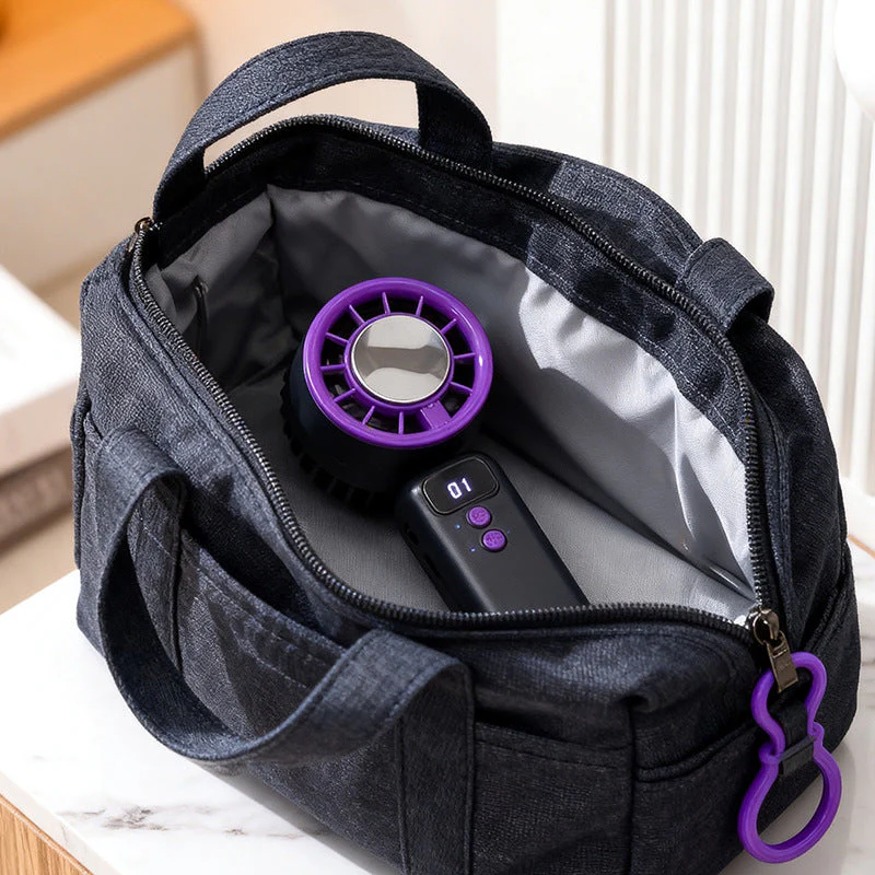 Unisex USB-käsituuletin säädettävällä kaulahihnalla ja digitaalisella näytöllä - Image 4