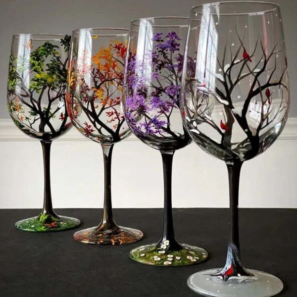 Viinilasit Four Seasons Tree -taideteos - Image 2