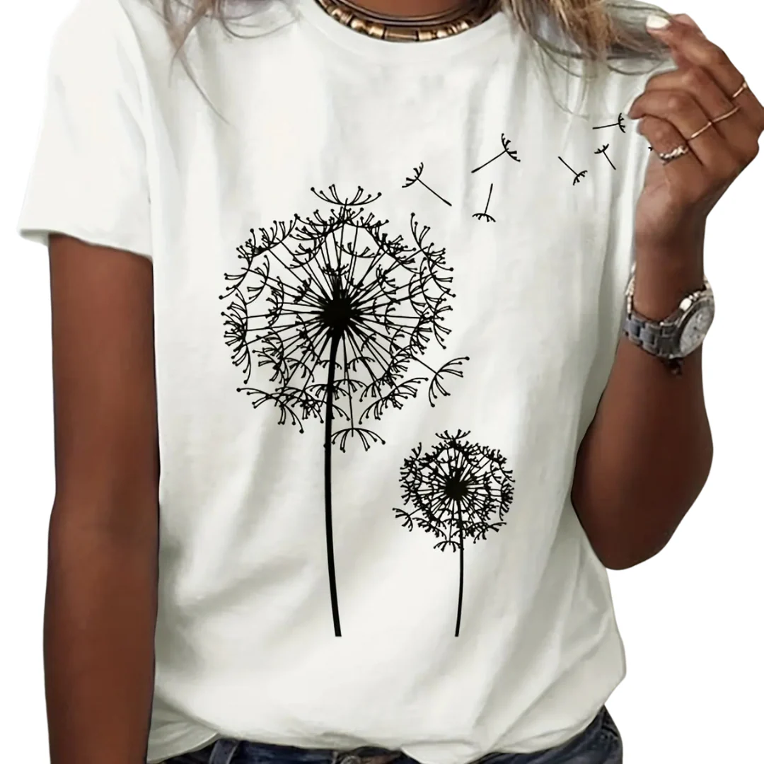 Voikukka Print Crew Neck T-paita - Image 2