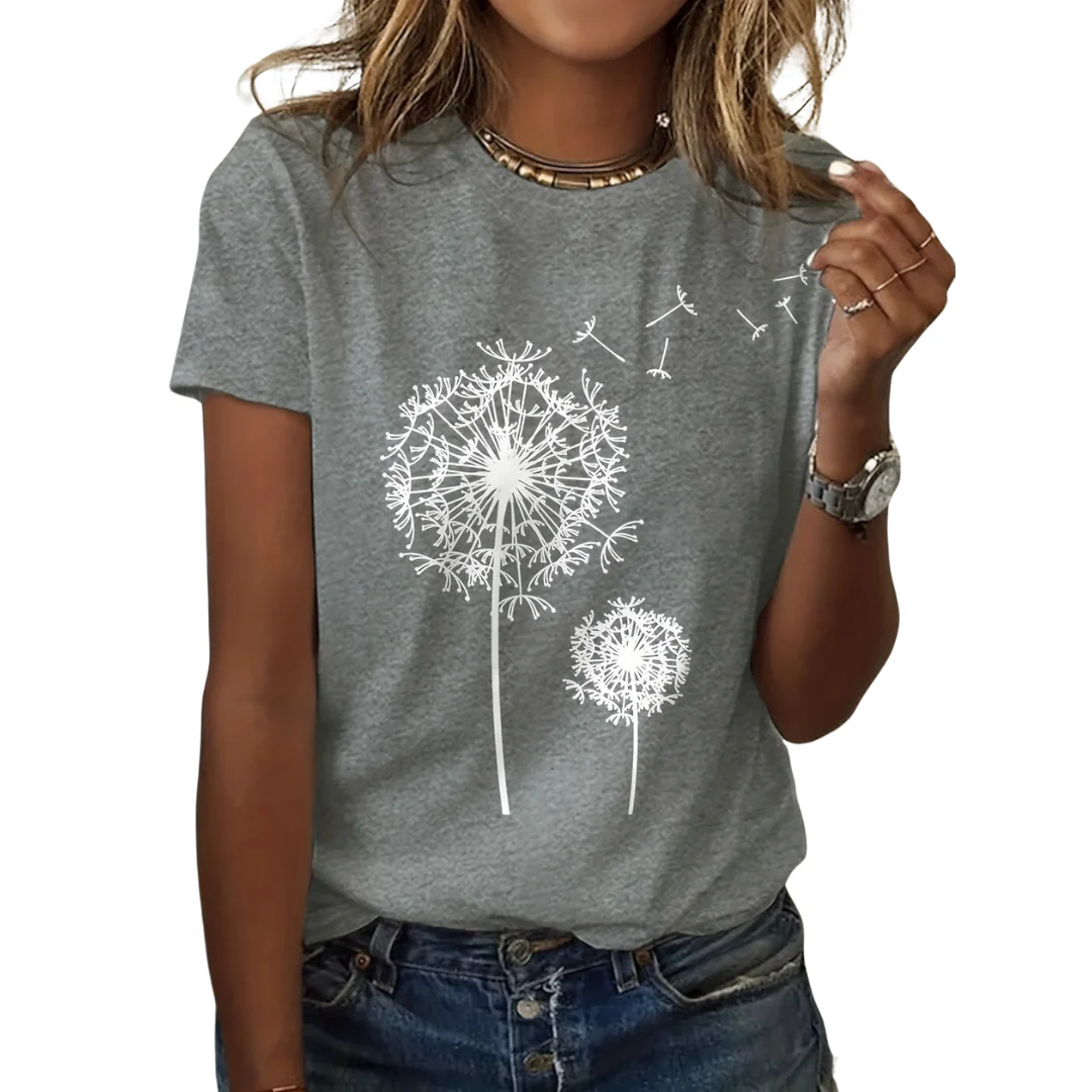 Voikukka Print Crew Neck T-paita - Image 4