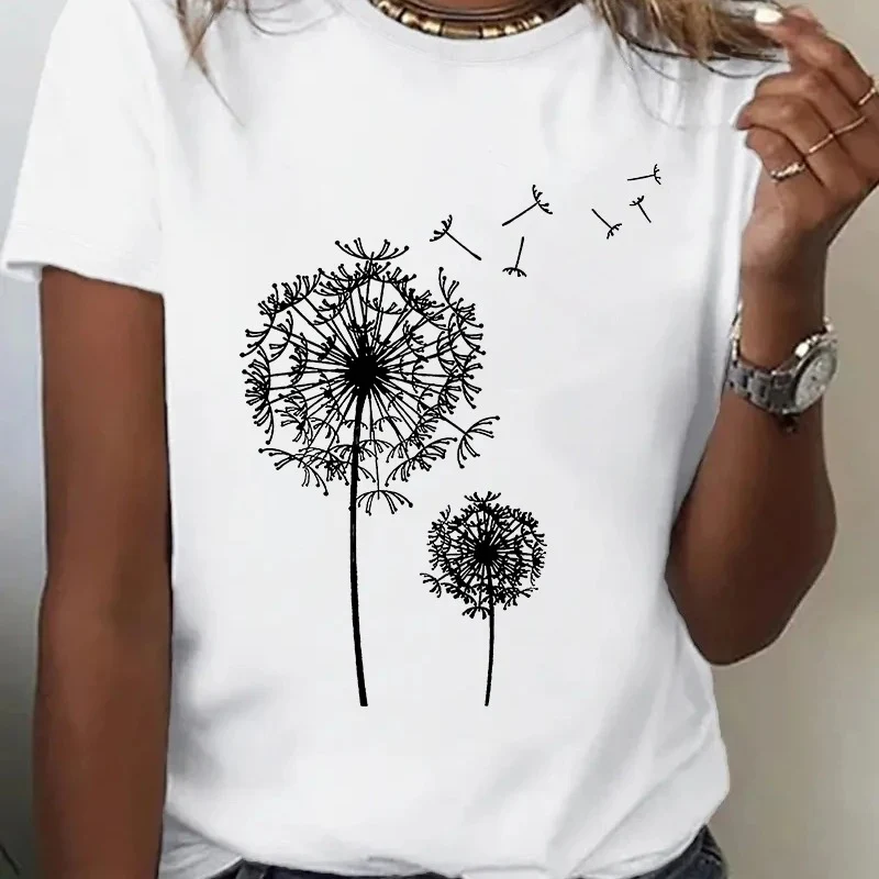 Voikukka Print Crew Neck T-paita - Image 5