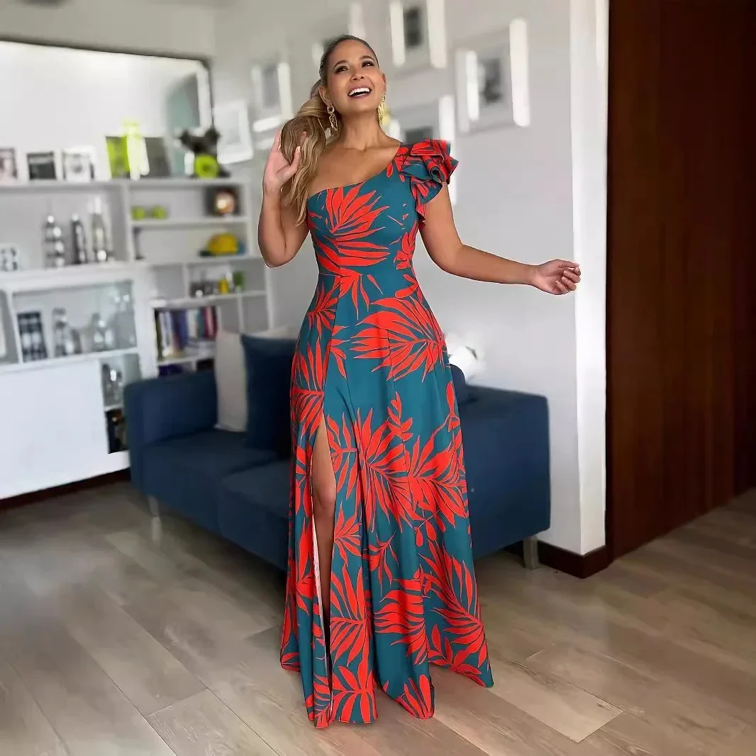 Yksi olkapää trooppinen tulostaa Maxi mekko - Image 6
